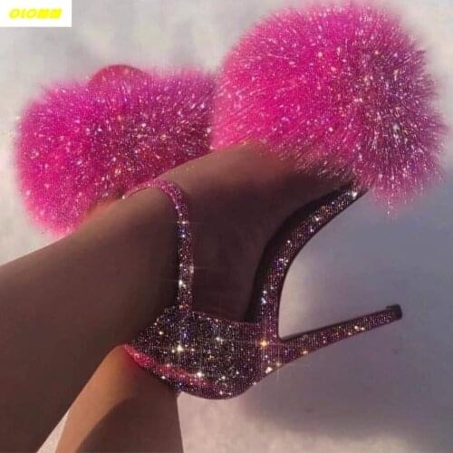 2020 drop Women Heeled Sandals Bandage Rhinestone Ankle Strap Pumps Super High Heels 11 CM Square Heels Lady Shoes