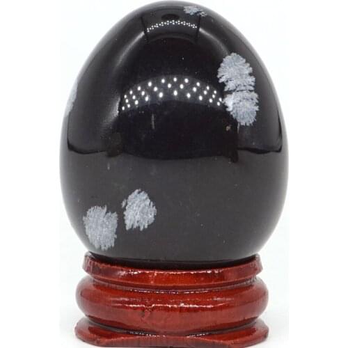 34*44MM Snowflake Obsidian Egg Natural Gemstone Crystal Mineral Healing Ball Home decoration accessory Kegel Massage Yoni Egg