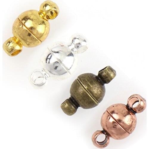 5Pcs 6mm Round 4Colors Double Hangin Magnetic Clasps For DIY Necklace Bracelet Connectors Jewelry Supplies Finding