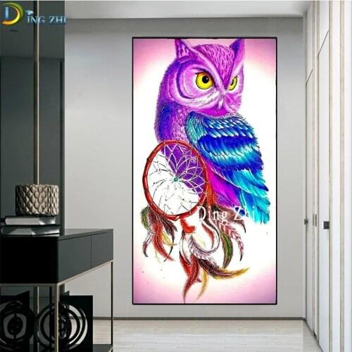5D Diamond Embroidery Color Owl Indian Dreamcatcher Full Square/Round Diamond Painting Cartoon Picture Rhinestones Mosaic Kits