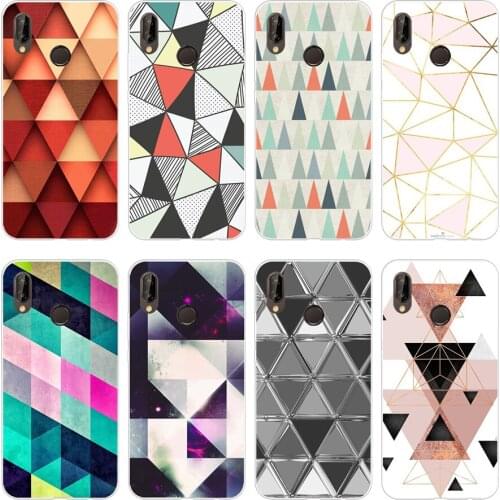 72H triangular pattern Soft Silicone Tpu Cover Case for huawei p 20 lite pro y6 2017 mate 10 lite