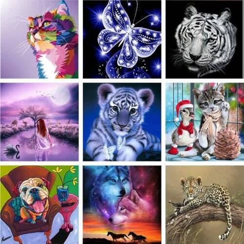 Diamond Painting New 5D Cat Cross Stitch Embroidery Set Christmas Animal Full Diamond Painting Home Decoration Christmas Gift