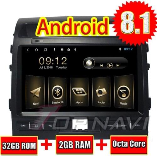 Vehicle Navigation for Toyota Land CRUISER 2007 2008 2009 2010 2011 2012 2013 2014 2015 10.1'' Android 8.1 Topnavi Car Magnitol