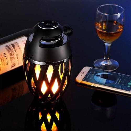 USB Led Flame Lights Bluetooth-compatible Speaker Portable Led Flame Atmosphere Lamp Stereo Speaker Outdoor Camping Woofer