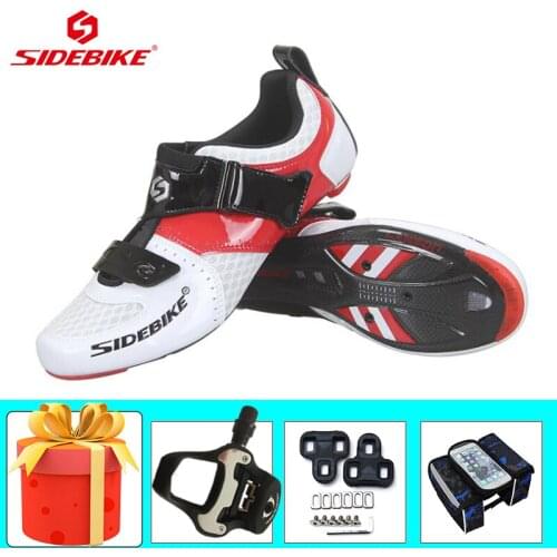 SIDEBIKE Road Cycling Shoes Carbon Ultra-light Breathable Self-locking Flat Shoes Bicicleta Triatlon Outdoor Riding Bicycle