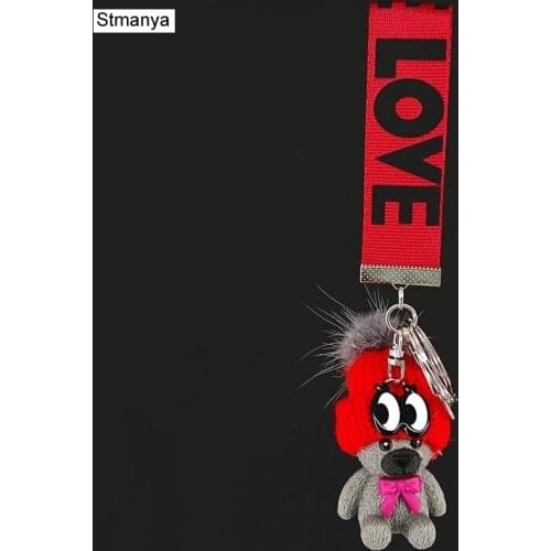 New Hat small bear Keychain New resin Animal Key Chain Fashion Pendant Key Holder female Lovely Bag Charm Accessories K1681