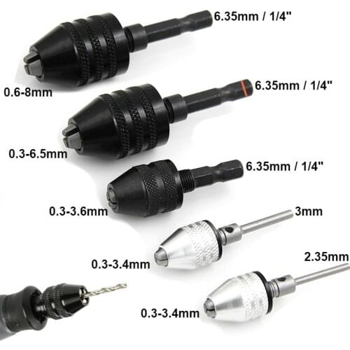 1Pc 0.3-8mm 6.35mm Quick Change Keyless Drill Bit Chuck Hex Shank Adapter Converter Tool