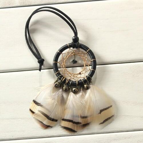 Black Vintage Mini Handmade Dream Net Catcher With Feather Decoration Ornament