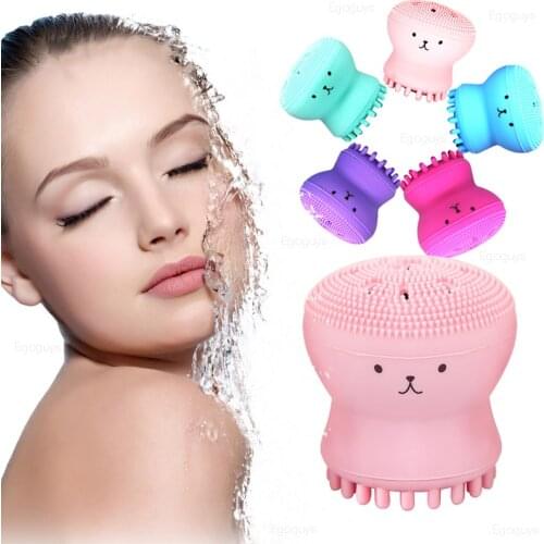 Facial Cleansing Brushes Silicone Cute Octopus Facial Cleanser Pore Cleanser Exfoliator Face Scrub Washing Brush Skin Care Tools