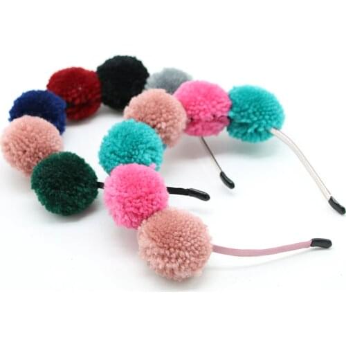 Yarn pomp 6cm cute pomp children hairband fashion winter style headband hair accessories