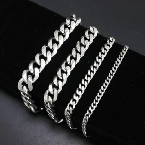 Diylocket Stainless Steel Bracelet for Men HipHop Heavy Stainless Steel Bracelet for Men Link Chain Bracelets Men Accessories