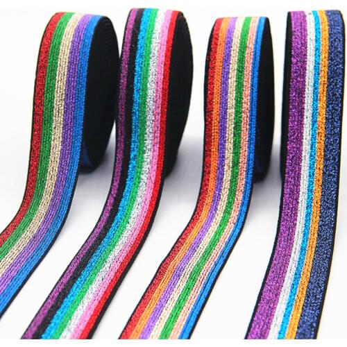Elastic Bands 25mm Glitter Colorful Hot Stamping Rubber Band DIY Webbing Garment Apparel Bags Sewing Accessories 2.5CM Wide 1m