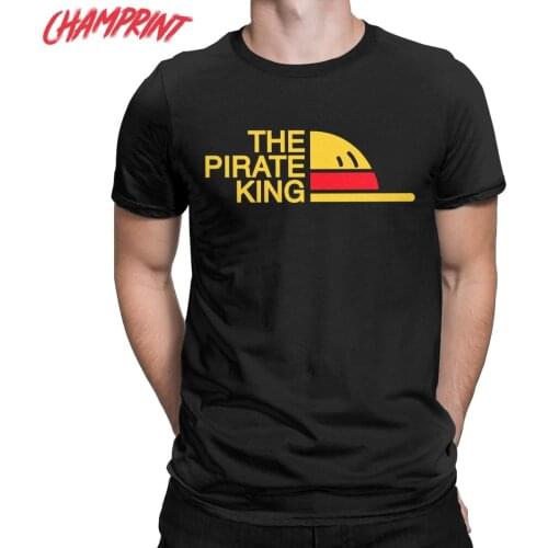 Funny The Pirate King One Piece T-Shirt for Men Round Collar Cotton T Shirt Anime Short Sleeve Tee Shirt Summer Clothes