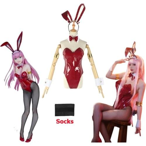 DARLING in the FRANXX Cosplay Costume Zero Two Bunny Girl Cosplay Costume 02 Sexy Women Jumpsuit Red Leather Suit for Halloween