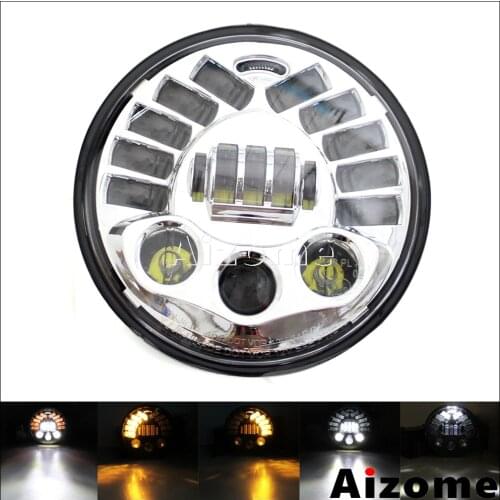 Motorcycle 7 inch LED E-mark E9 Headlamp DRL Turn Signals 7" Headlight Projector For Harley Softail Dyna Touring Chopper Custom