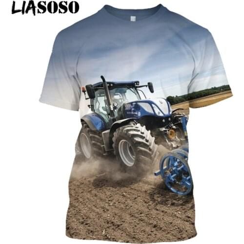 LIASOSO Men T-shirt 3D Print Tractor Hip-Hop Men/women Funny Anime Kids Car Top Streetwear T shirt Harajuku Shirts Short Sleeve