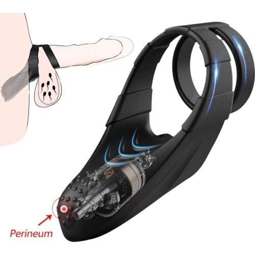 Male Vibrating Penis Ring Delayed Ejaculation Sex Couples Clitoris Stimulation Appeal Perineal Point Masturbation Adult Sex Toys