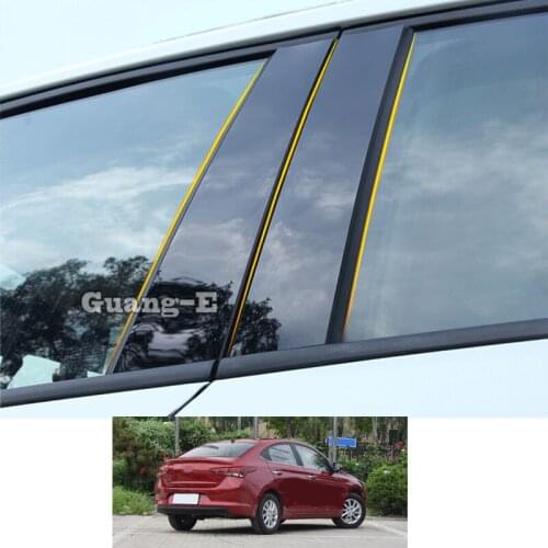 For Hyundai Reina Verna 2017-2021 Car PC Material Pillar Post Cover Door Trim Window Piano Black Molding Sticker Plate