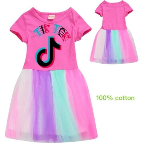 TIK TOK New Christmas Dress Kids Halloween Carnival Costume Girls Short-sleeve Dress