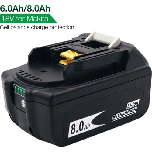 New BL1860B BL1880B 18V 6000mAh 8000mAh Li-ion Rechargeable Battery for Makita BL1830 BL1840 BL1850 BL1860 Cordless Power Tool