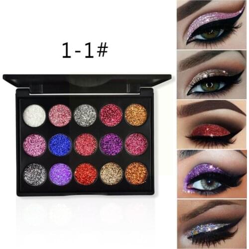 15 Color Diamond Sequin Eyeshadow Palette Long Lasting Professional Palette Waterproof Eyeshadow U9H3