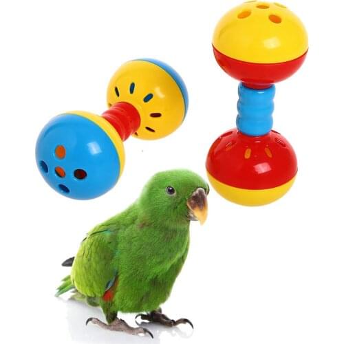 Parakeets Conures Toys Bird Rattles Bells Foot Toys Enrichment Barbell Ball Toys Play Gym Cage Accessories for Medium Parrots