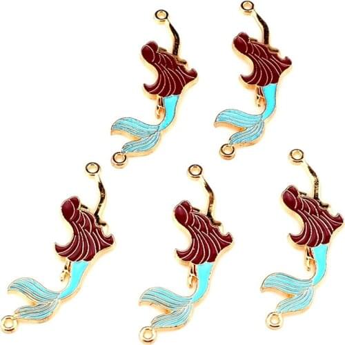 5pcs/lot Light Gold Beauty Mermaid Fairy Tale Pendant Jewelry Finding Making 22217