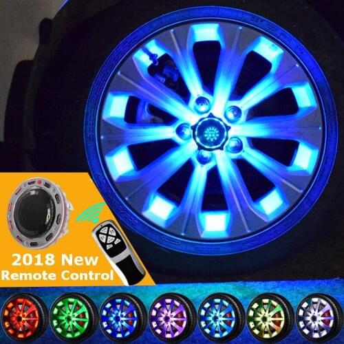 Remote 10/24LED Flash Solar Light RGB LED Lamp Car Styling Refitting Wheel Hub Cap Rim Cool Decoration for BMW Benz Audi Toyoto