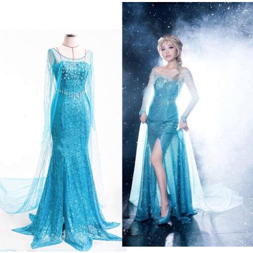 Christmas Cosplay Princess Dresses Women Party Costume Adult Snow Grow Princess Elsa Halloween Costumes