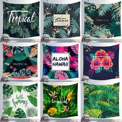 Tropical Plant Tapestry Wall Hanging Polyester Bohemia Cactus Banana Leaf Flower Print Tapestry Beach Towel Cushion