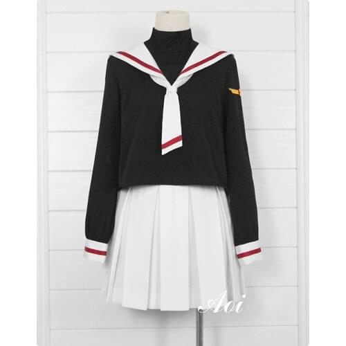 Japanese Anime Card Captor Sakura Black School uniform Cosplay Magical Card girl sakura Costume Hat Set