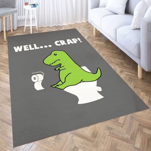 T Rex Funny Toilet Sign Carpet for Living Room 3D Anime Cartoon Rug Gamer Teen Room Bedside Lounge Rug Kids Children Floor Mats