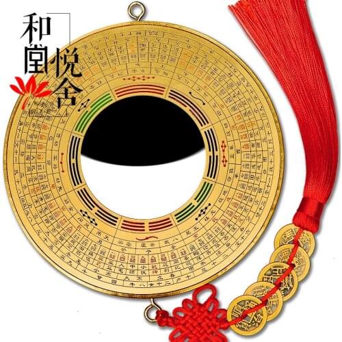 Mirror gossip Jiugong Bagua mirror Feng Shui pendant convex concave Home Furnishing Decor ornaments Wudi money Pendantroom Art