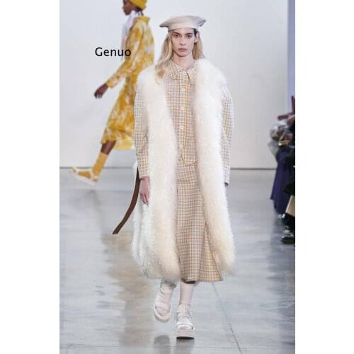 Sheep Fur Women Long Vest Colorful Warm Faux Fur Plus Size Plush Coats Female Jacket Autumn Winter Furry Outerwear