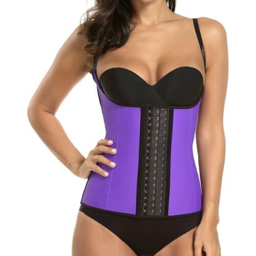 Latex Corset Vest Purple Waist Trainer 4 Spiral Steel Boned Korsett For Women Gym Sport Outfit Plus Size 5XL 6XL Bustier Gorset