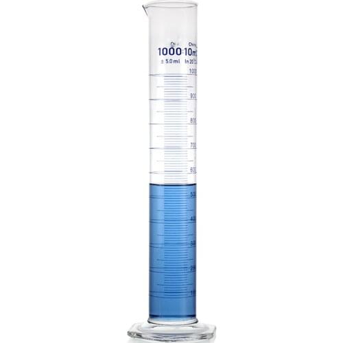 1000mL Measuring Cylinder with Spout and Graduation with Glass Heagon Base Laboratory Chemistry Equipment