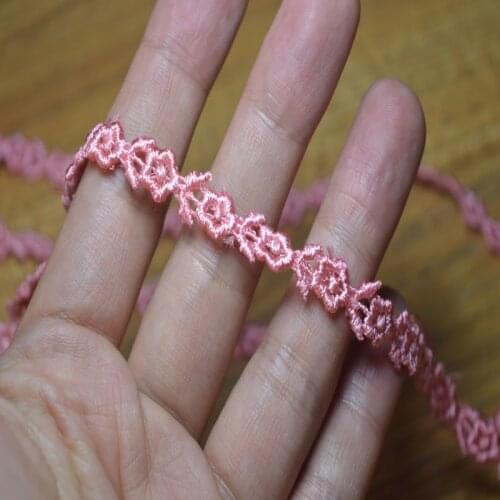 14Yds/Lot 1Cm Pink Flower Water Soluble Lace Trim DIY Handmade DIY Lace Accessories Textile Fabrics 16122404