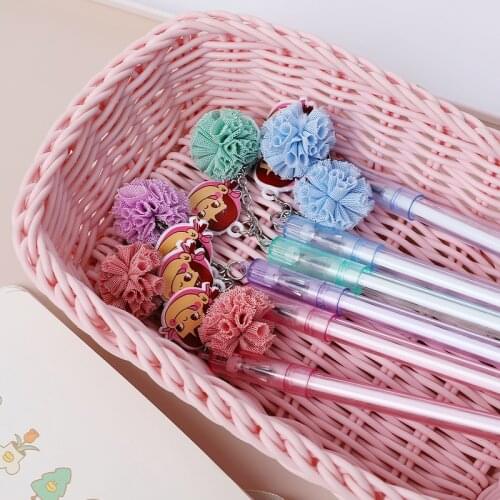 20pcs Cartoon Little Girl Pendant Sex Pen Cute Girl Heart Pendant Signature Pen Students Use Black Water Pen To Write