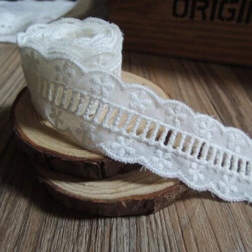 5Yards-10Yards) Width 2.5cm White 100% Cotton Hollow Embroidered Lace Fabrics Womens Clothing Diy Lace Trim Free Shipping
