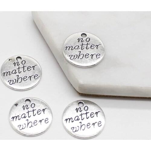 6pcs charm friendship no matter wbere round English pendant DIY handmade jewelry accessories