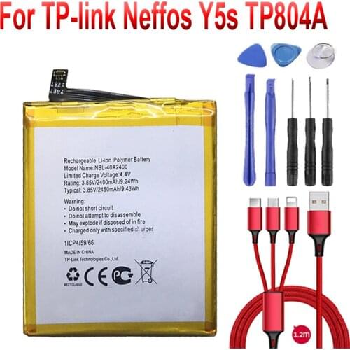 2400mAh NBL-40A2400 Replacement Battery for TP-link Neffos Y5s TP804A TP804C Rechargeable Bateries Bateria+USB cable+toolki