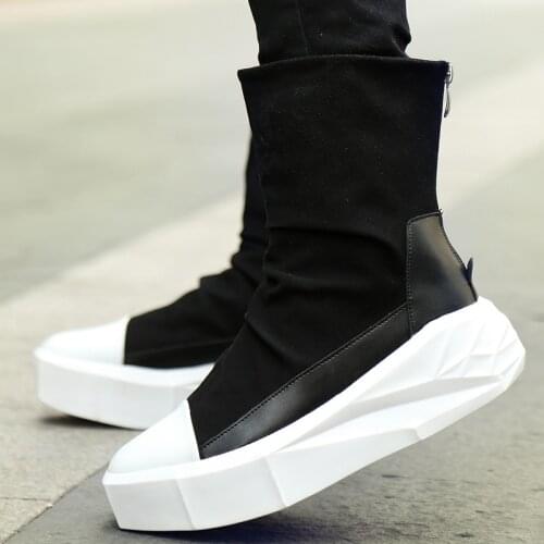 Ankle boots men sneakers fashion slip on outdoor solid winter shoes men boots flat with sneakers men breathable shoes men