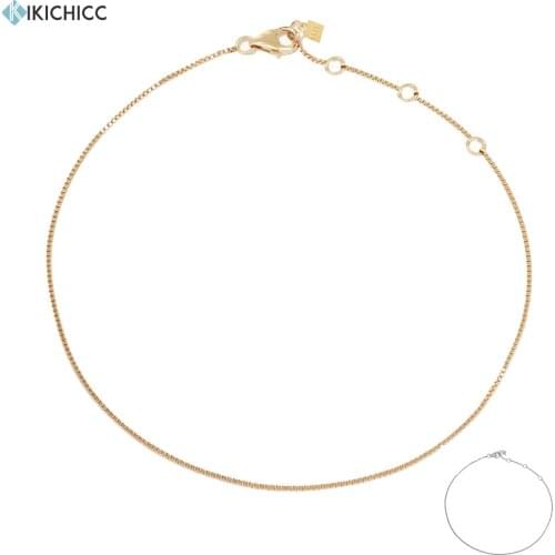 ANDYWEN 925 Sterling Silver Gold Baby Box Chain Anklet Slim Chains For Foot Women Luxury Small Fine Jewelry Gift Wedding Party