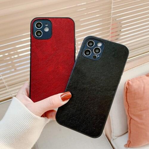 Vintage Leather Cow Pattern Phone Case For iPhone 12 11 Pro Max X XR XS 7 8 Plus SE2 Case Luxury Camera Protection Shockproof
