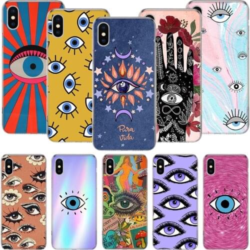 Evil Eye Gold Foil Phone Case For iPhone 11 12 Pro XS XR X Max 7 8 6 6S Plus Mini + 5 SE Pattern Customized Coque Cover Capa