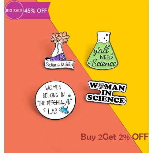 Chemistry Pharmacist Enamel Pin Science Metal Brooches Pins for Backpack Cute Black White Badge Jewelry Gifts Friends