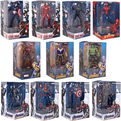 Hasbro Avengers Super Hero Iron Man Hulk Spider Man Figurine Toys PVC LED Light Movable Joint Action Figure Model Toy Gift 17cm