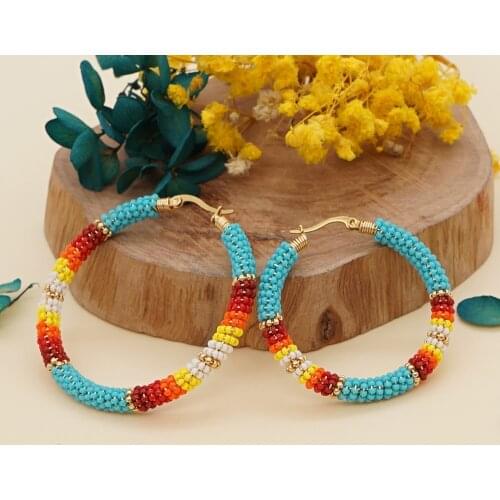 Go2boho Native Style Earring Bohemian Ethnic Hoop Earrings For Women Gift Miyuki Jewelry Handmade Beads Pendientes Jewellery