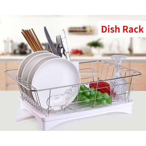 Hot Stainless Steel Single Layer Dish Rack Kitchen Organizer Storage Drainer Drying Plate Shelf Sink Knife Fork Container Acces