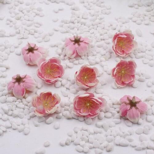 Mini cherry plum blossom artificial flower head Silk flowers Peach blossom DIY living room Decor Wedding Decoration 10pcs/bag